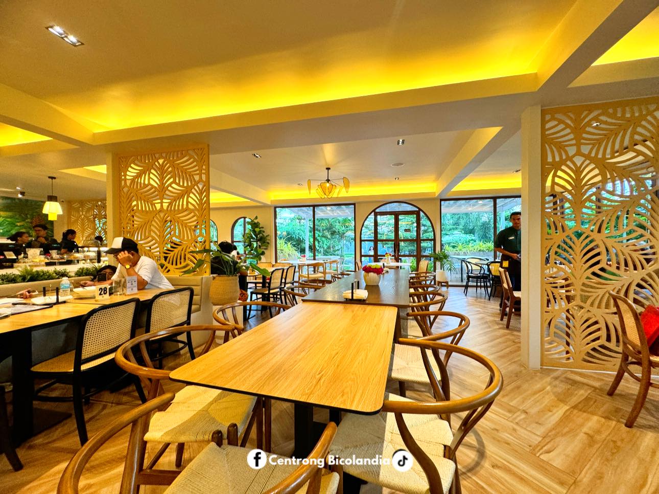 Garden Café Interior with decorative panels